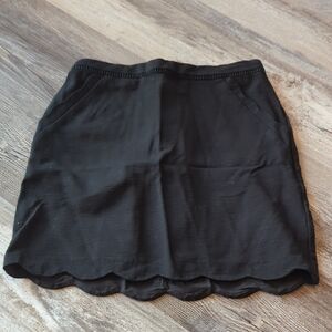 Skies Are Blue Black Bubble Mini Skirt with Scalloped Hem